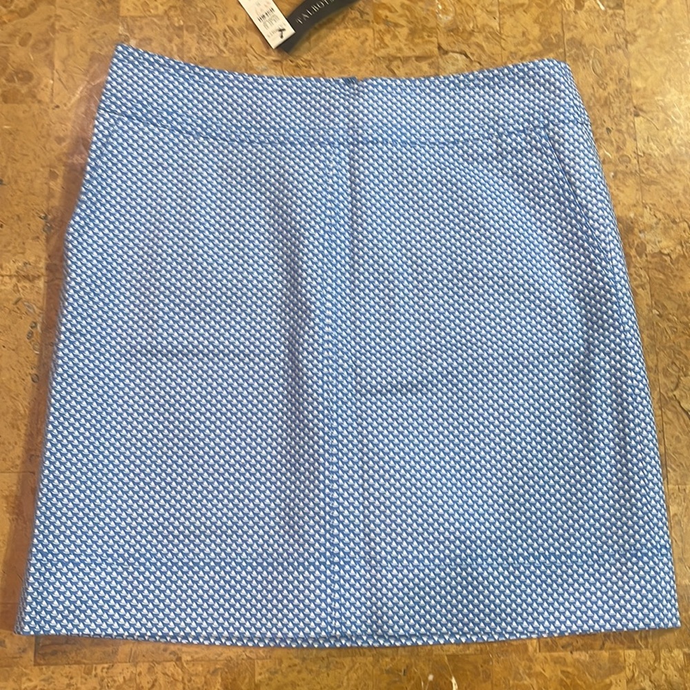 Talbots cotton spandex skirt, 2 pocket, back zipper, lined, NWT sailboat pattern